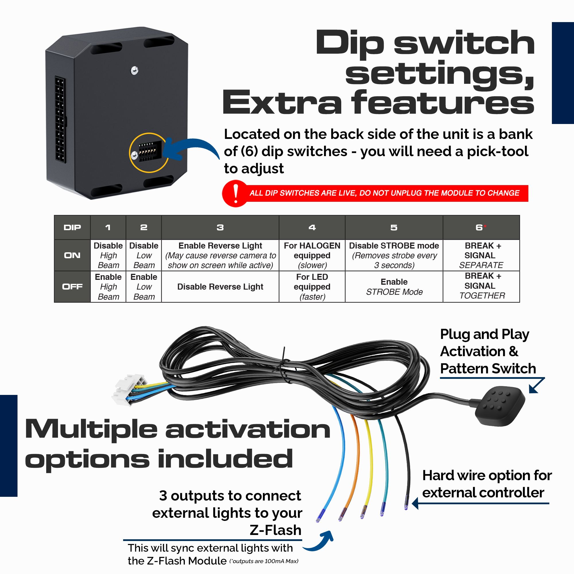 Z-Flash BCM for Ford w/Headlight Flasher Extra Features and Multiple Activations 